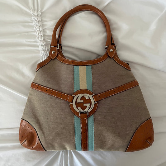 Gucci Web Canvas Reins Shoulder Bag