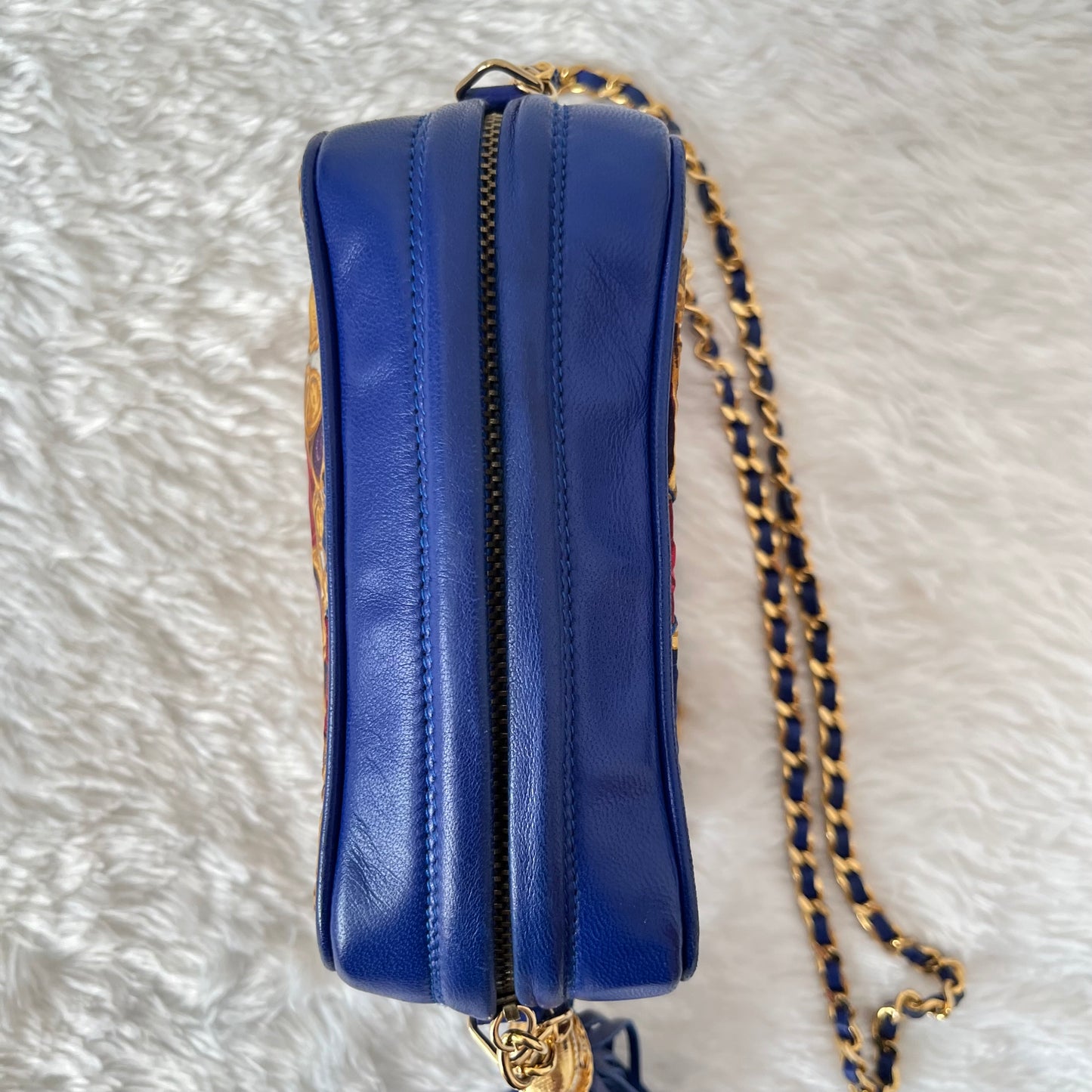 Chanel Silk Gripoix Jewel Print Tassel Chain Crossbody Bag