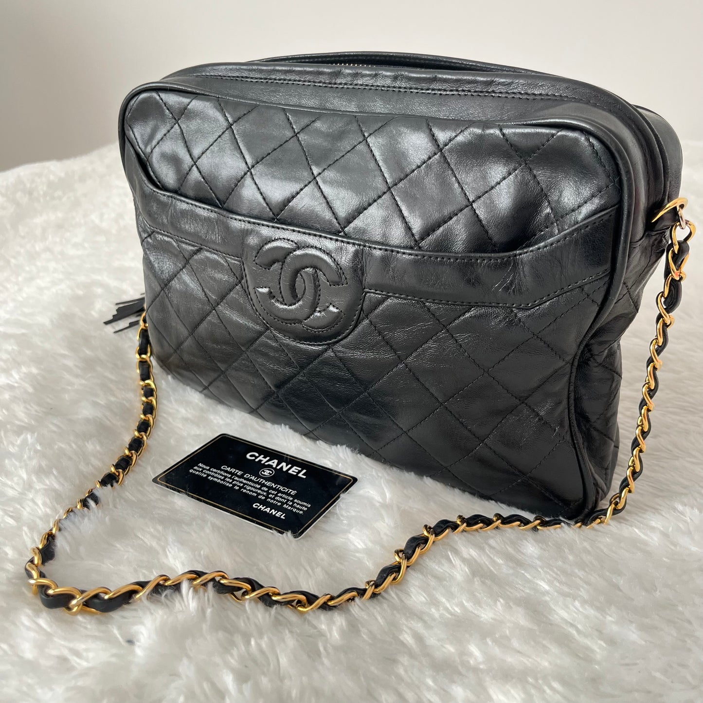 Chanel Camera Matelasse Black Lambskin Bag