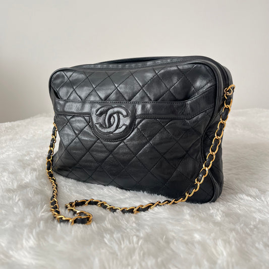 Chanel Camera Matelasse Black Lambskin Bag