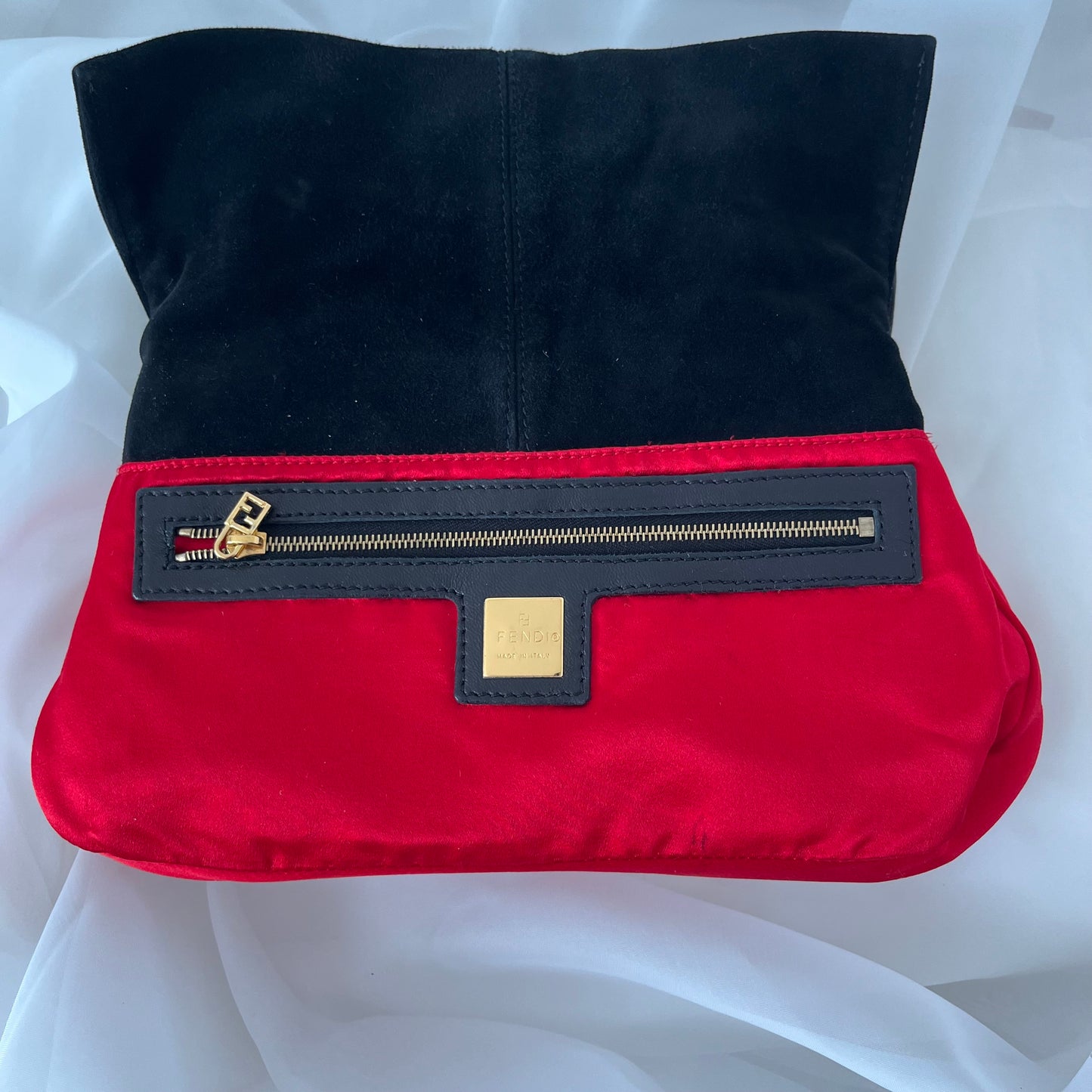 Fendi Black Suede Baguette