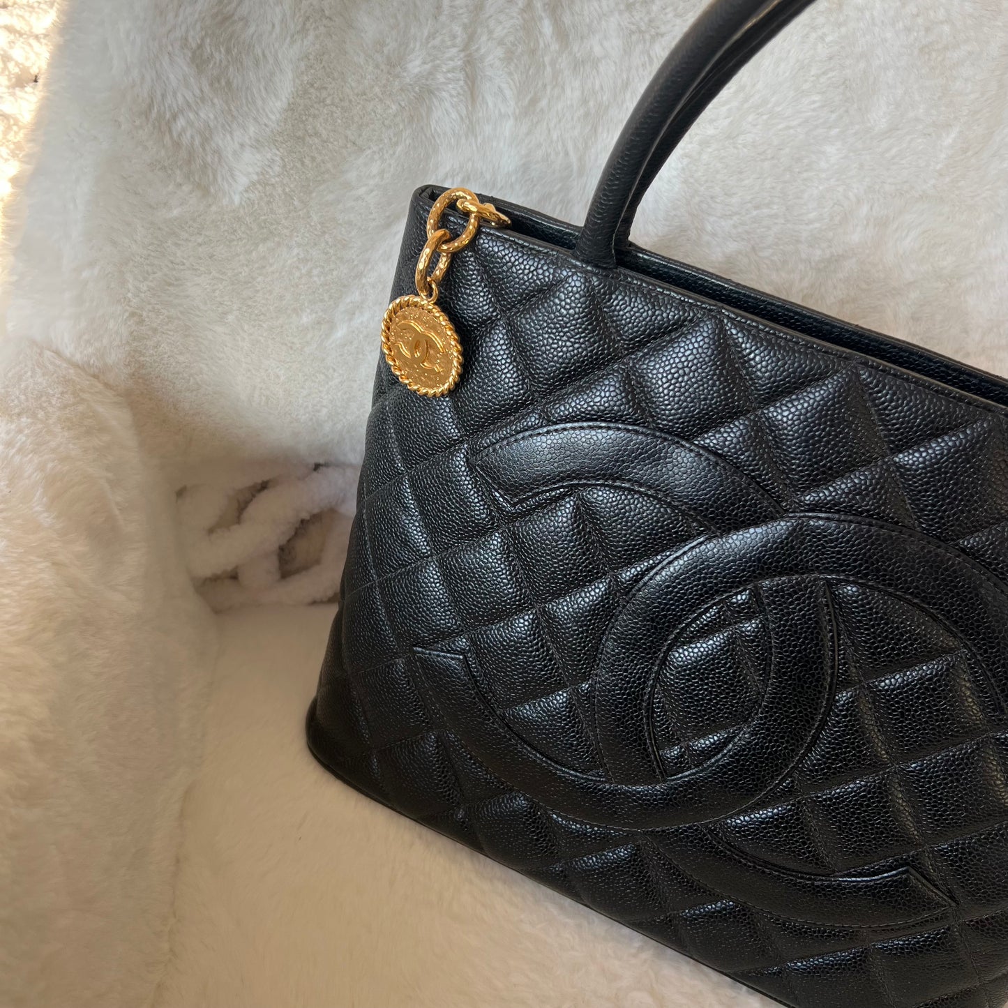 CHANEL Caviar Skin Medallion Tote