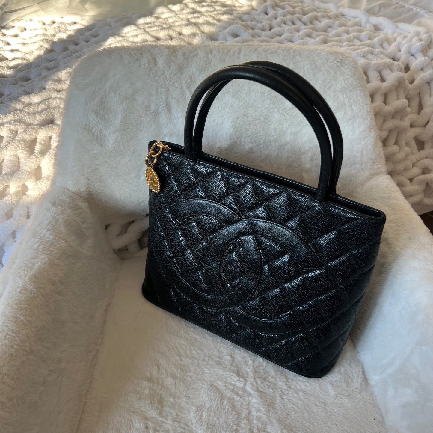 CHANEL Caviar Skin Medallion Tote