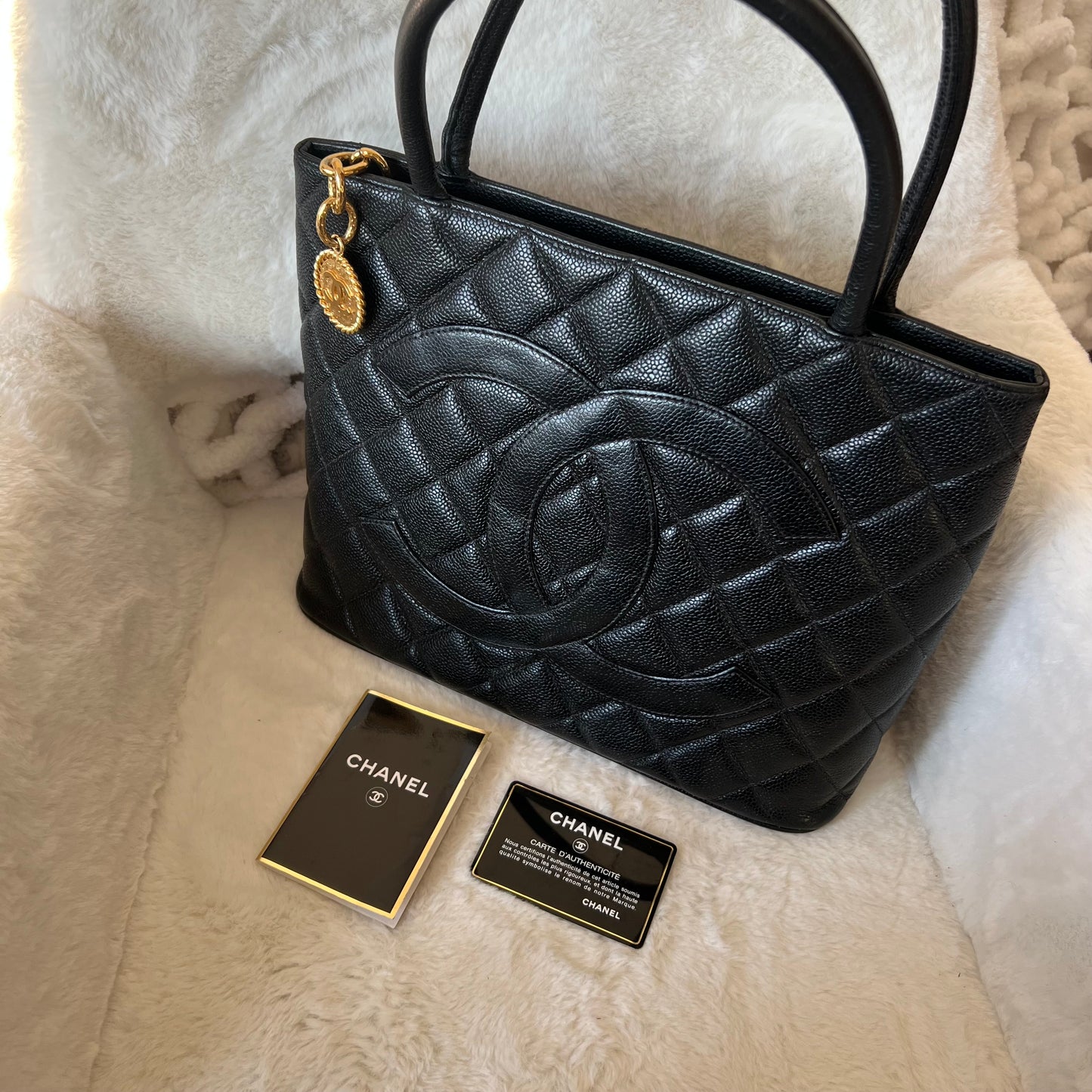 CHANEL Caviar Skin Medallion Tote