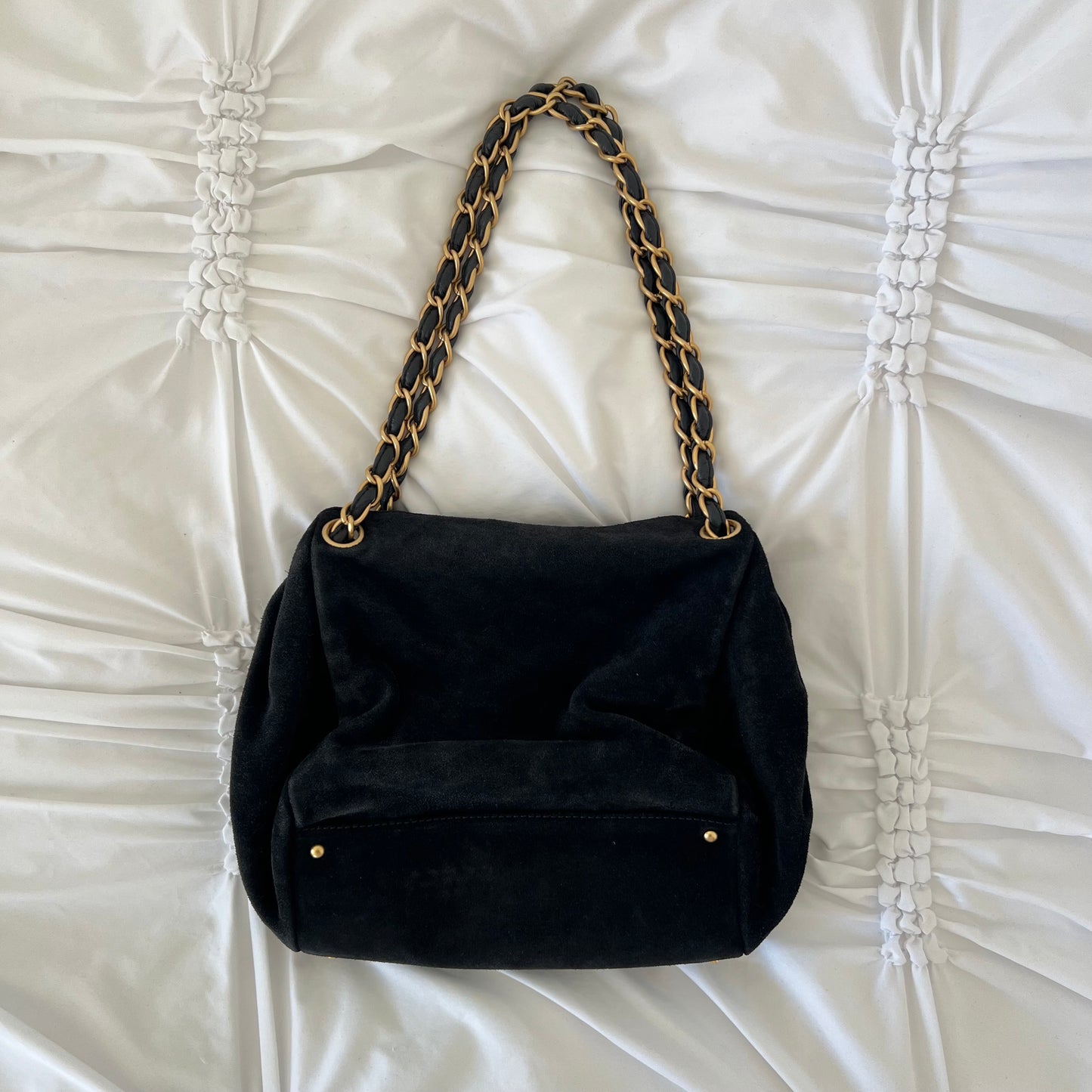 Chanel Black Suede Coco Mark Chain Bag