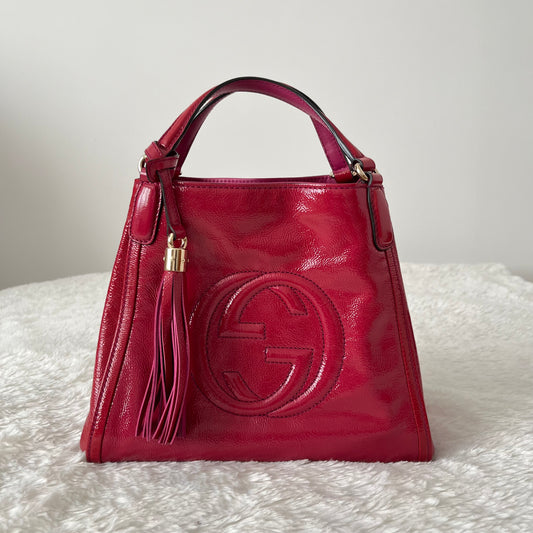 Gucci Medium Patent Soho Cellarius Tote