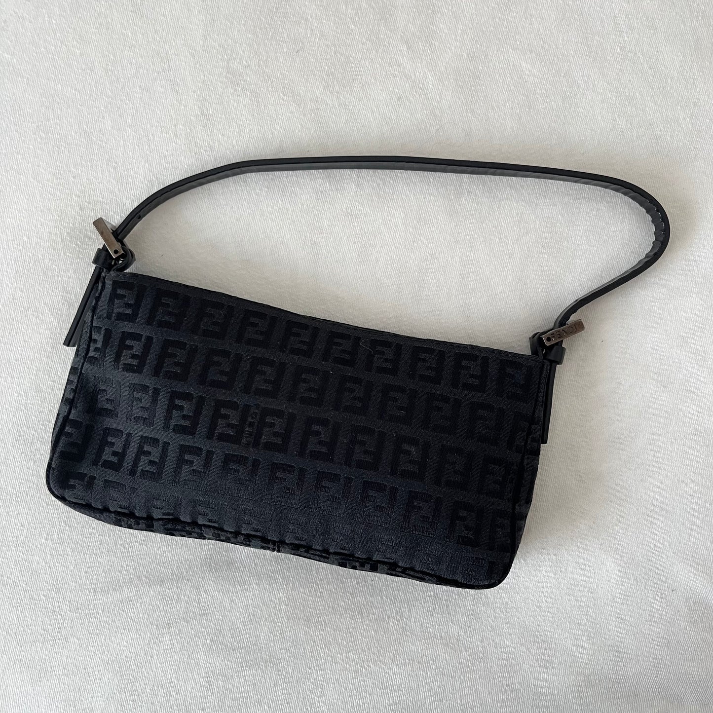 Fendi Zucchino Canvas Handbag Black