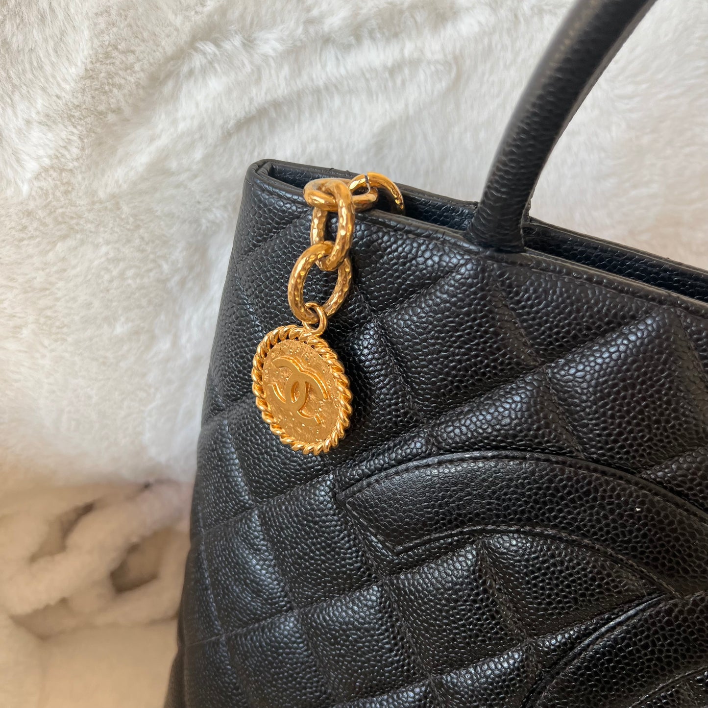 CHANEL Caviar Skin Medallion Tote