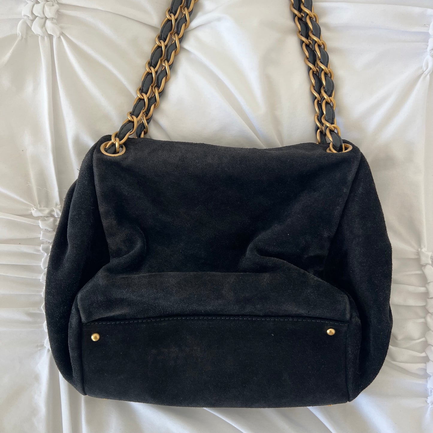 Chanel Black Suede Coco Mark Chain Bag