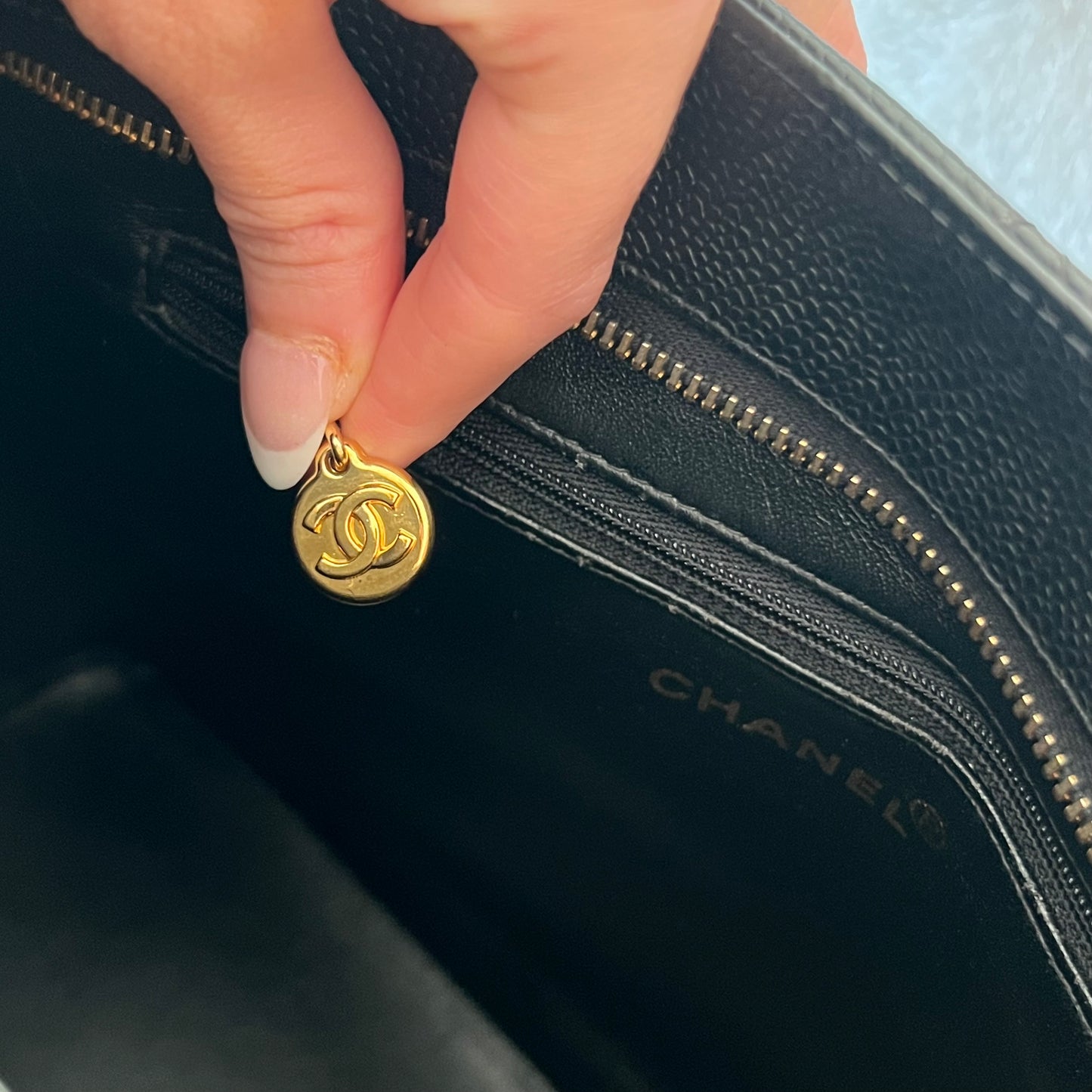 CHANEL Caviar Skin Medallion Tote