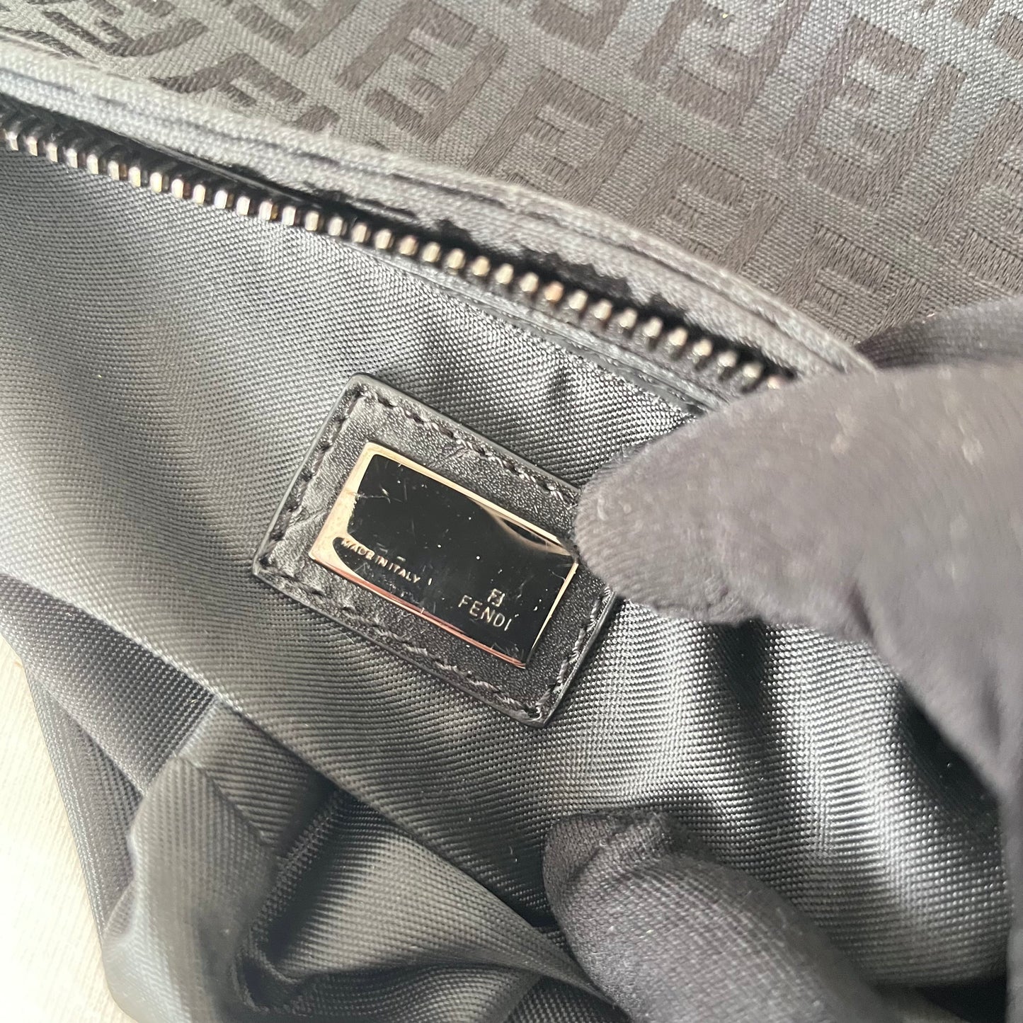 Fendi Zucchino Canvas Handbag Black