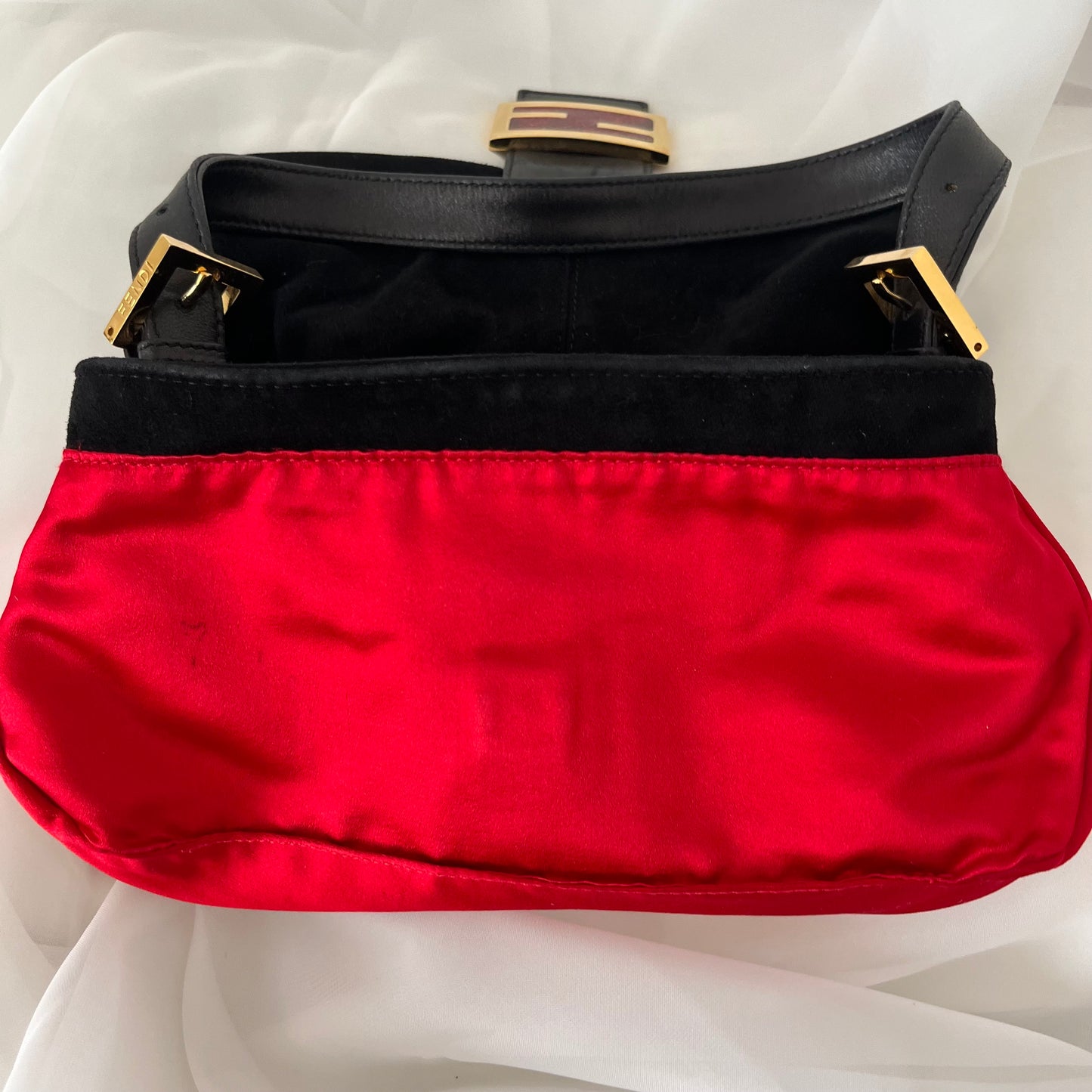 Fendi Black Suede Baguette