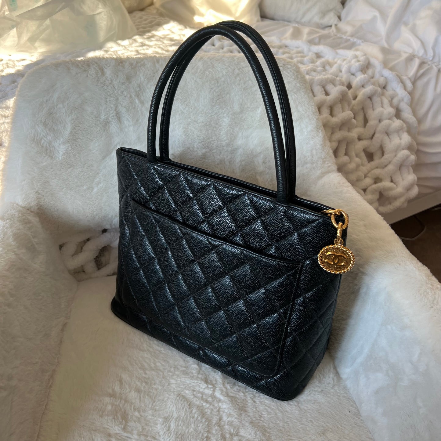 CHANEL Caviar Skin Medallion Tote