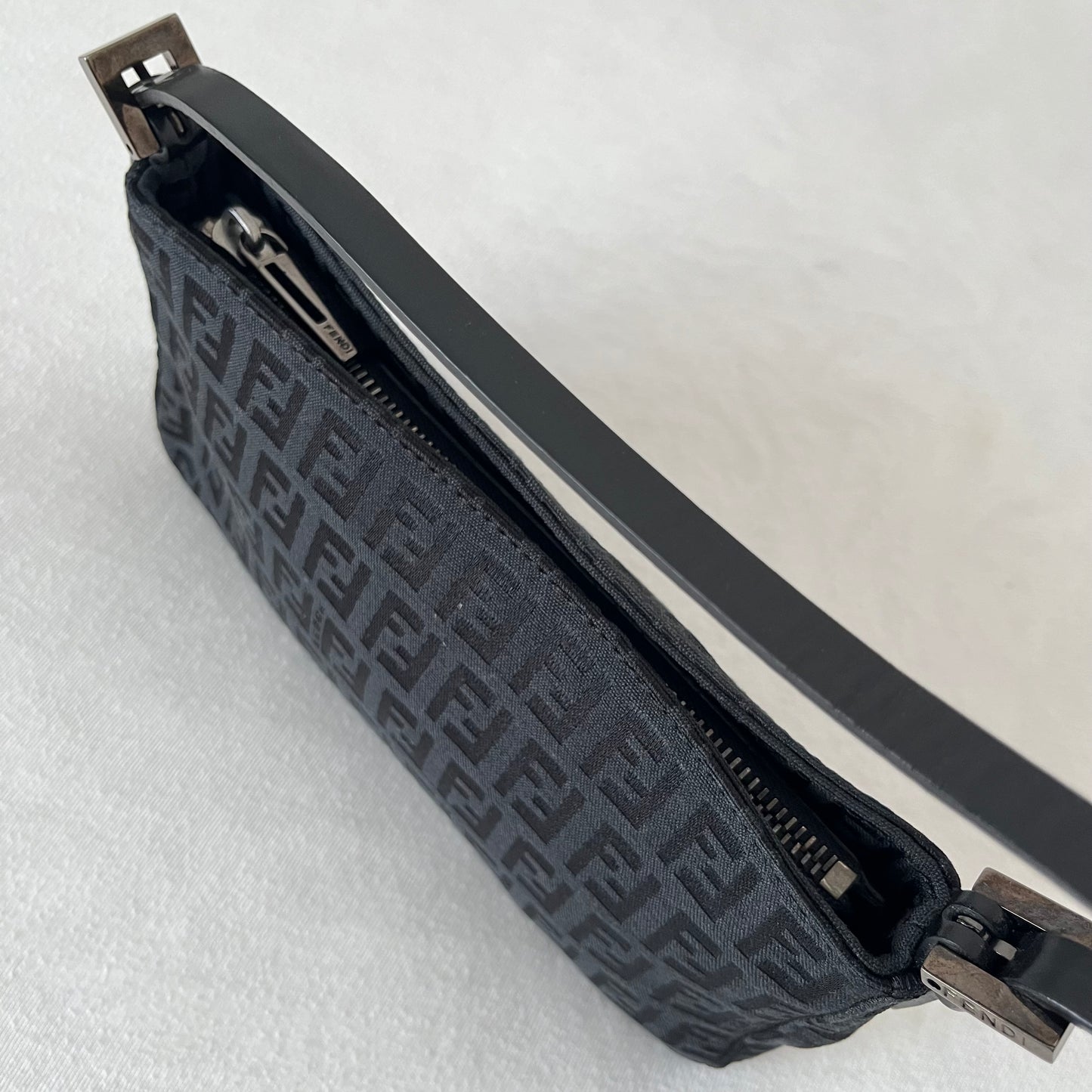 Fendi Zucchino Canvas Handbag Black
