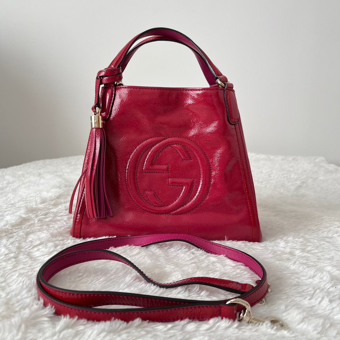 Gucci Medium Patent Soho Cellarius Tote