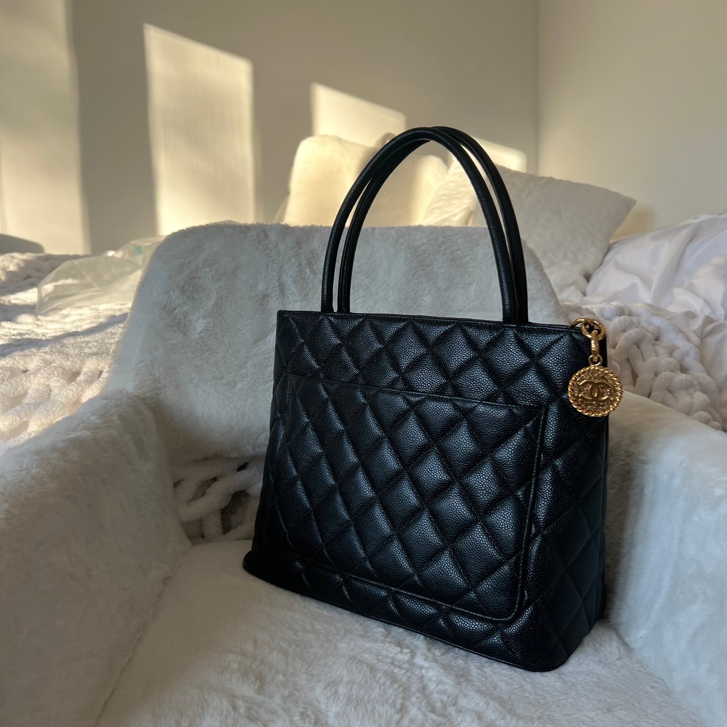 CHANEL Caviar Skin Medallion Tote