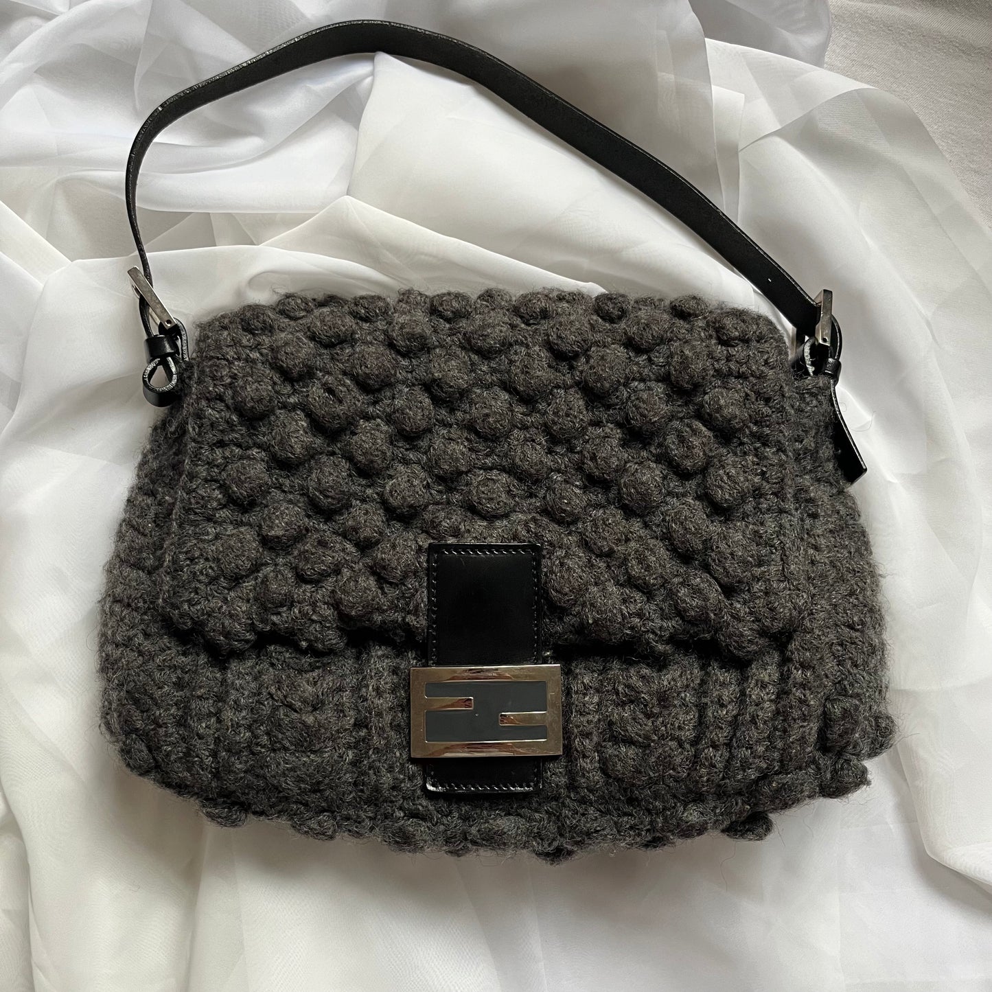 Fendi Wool Leather Mamma Baguette Bag