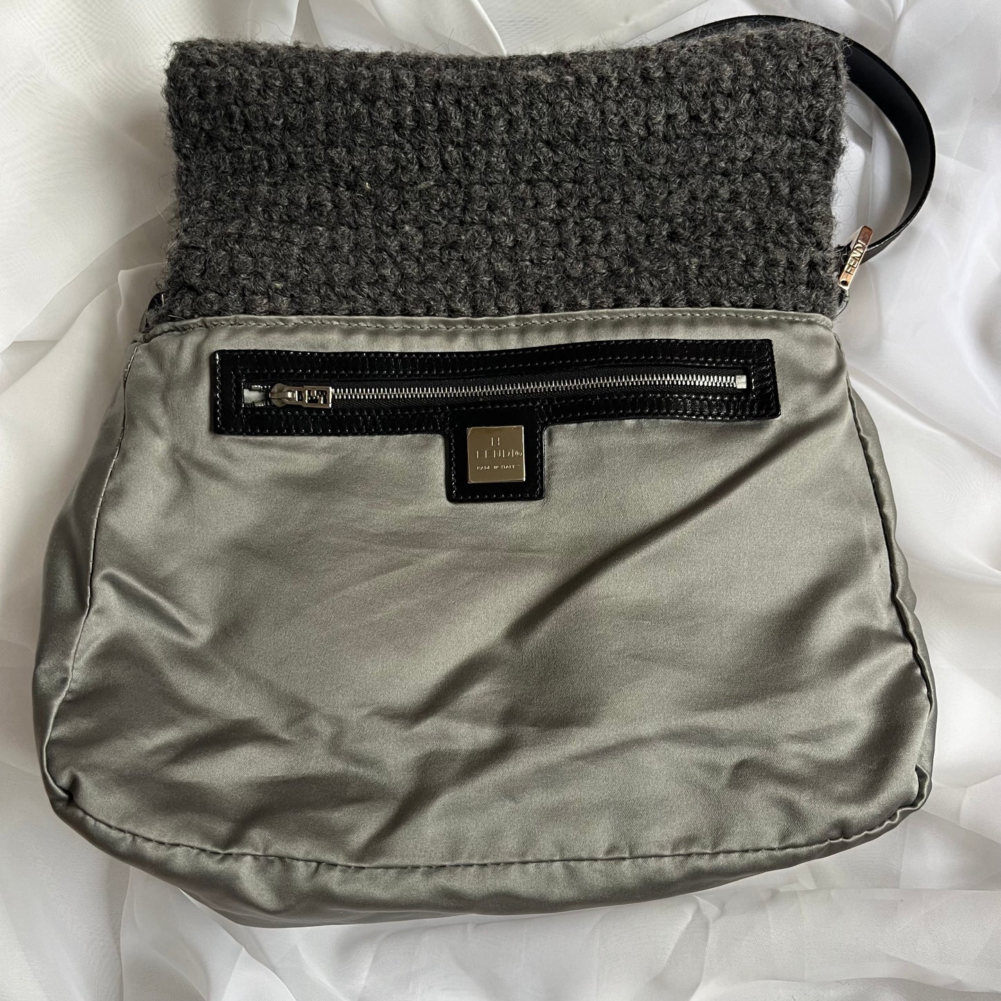 Fendi Wool Leather Mamma Baguette Bag