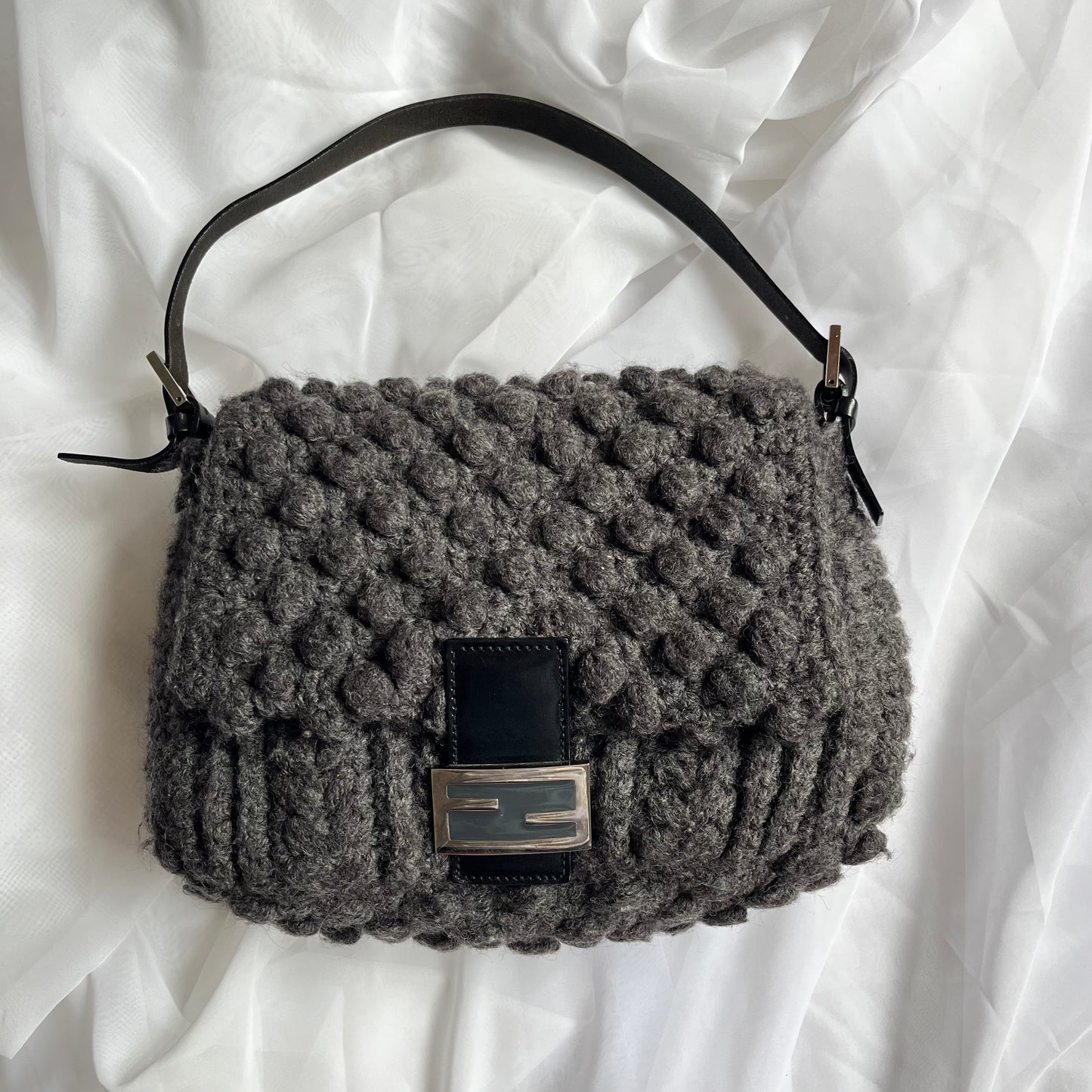 Fendi Wool Leather Mamma Baguette Bag