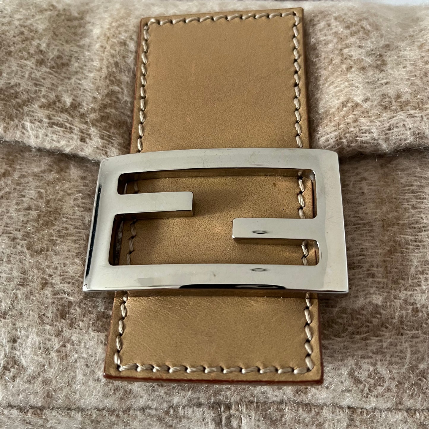 Fendi Tan Wool Zucca Baguette Bag