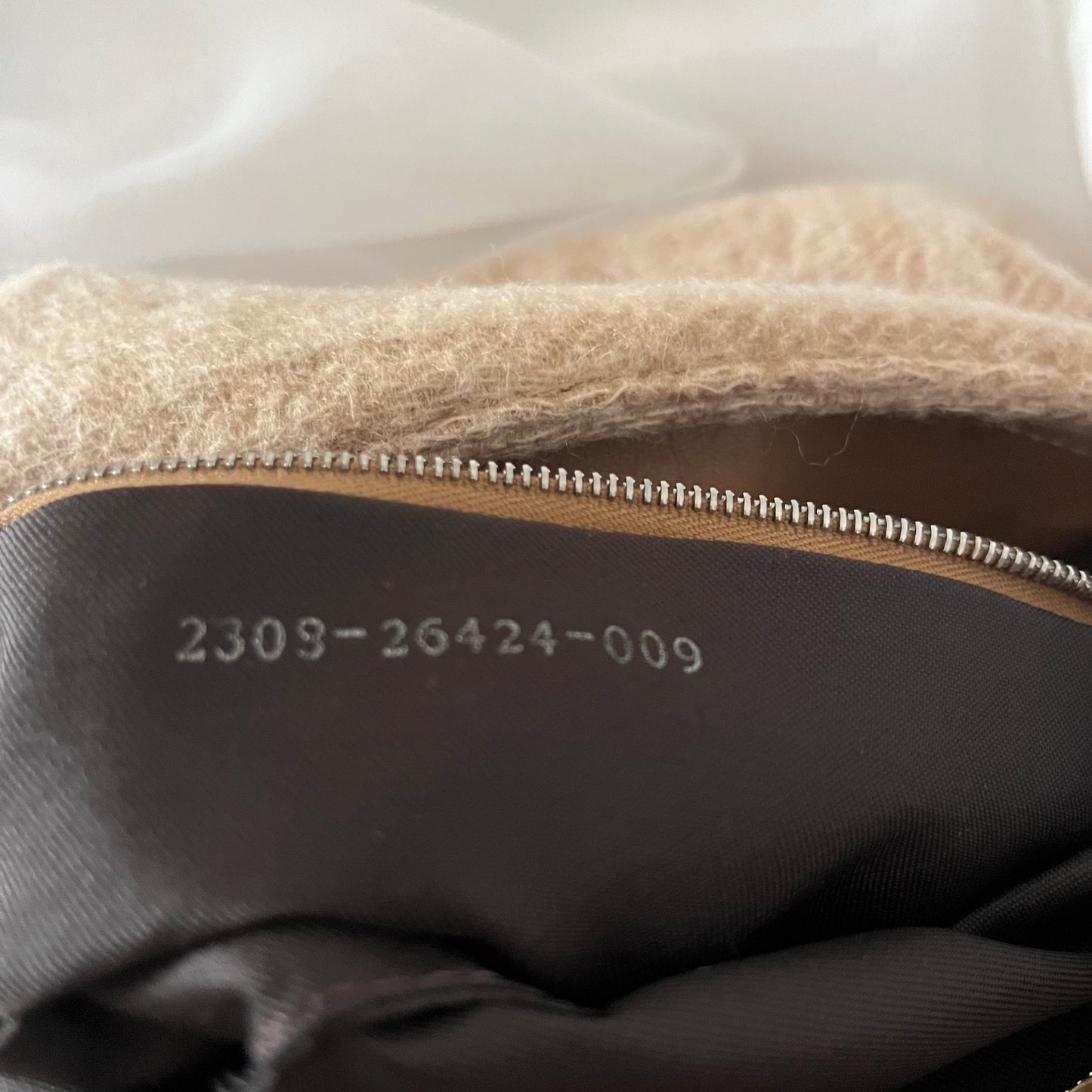 Fendi Tan Wool Zucca Baguette Bag