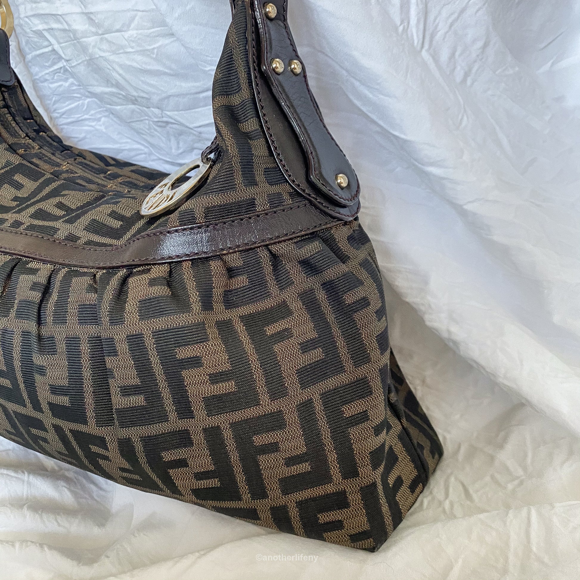 Fendi Brown Leather 'Chef' Shoulder Bag