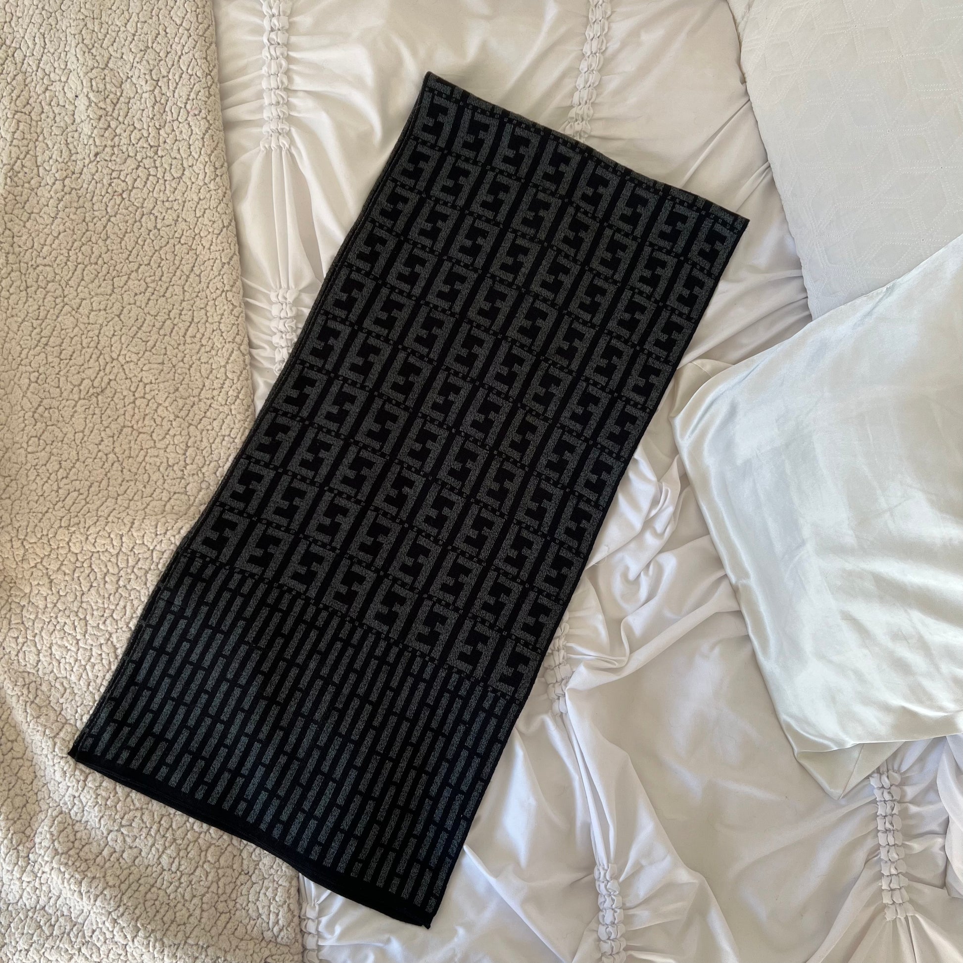 Fendi Zucca Logo Print Knit Scarf Another Life NY