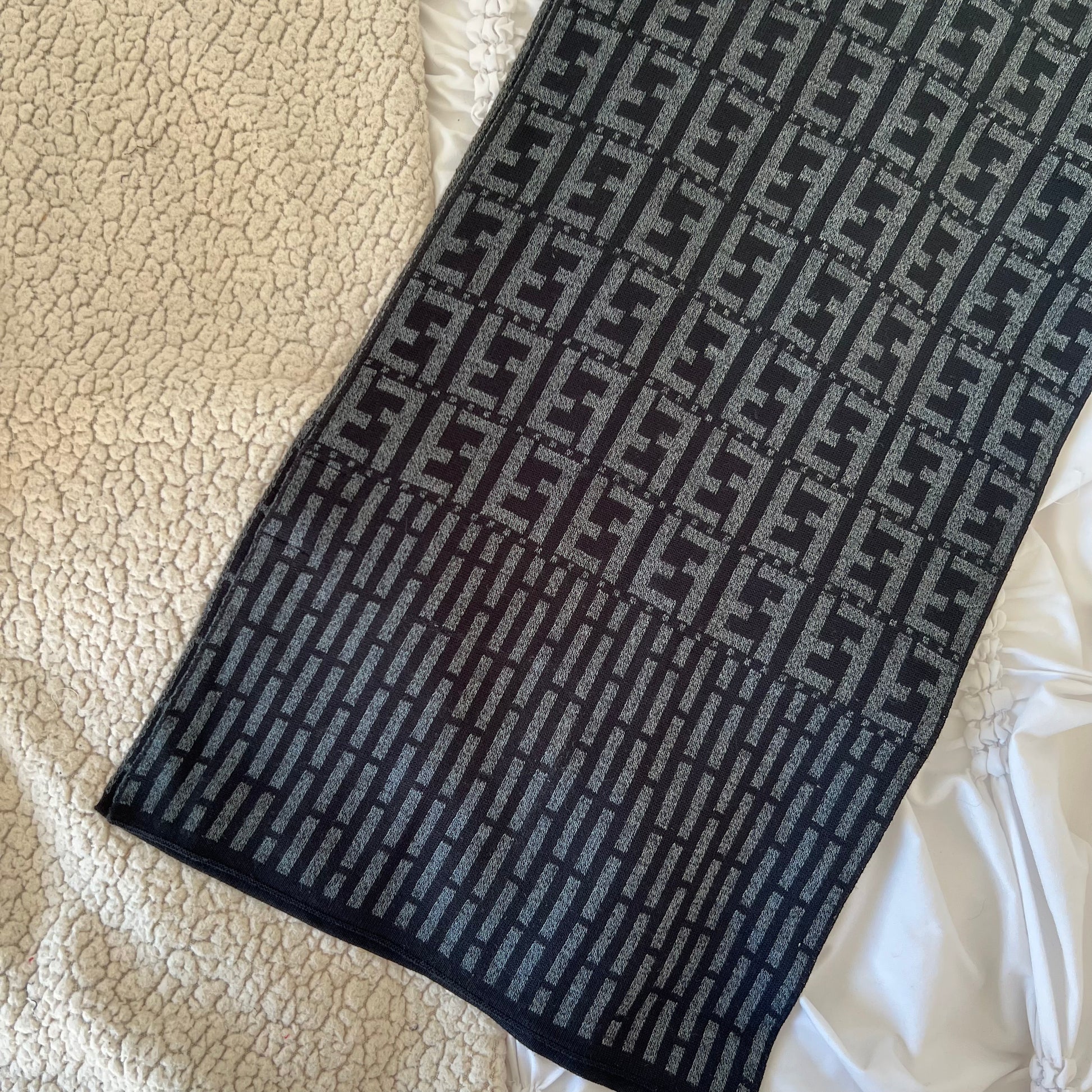 Fendi Zucca Logo Print Knit Scarf Another Life NY