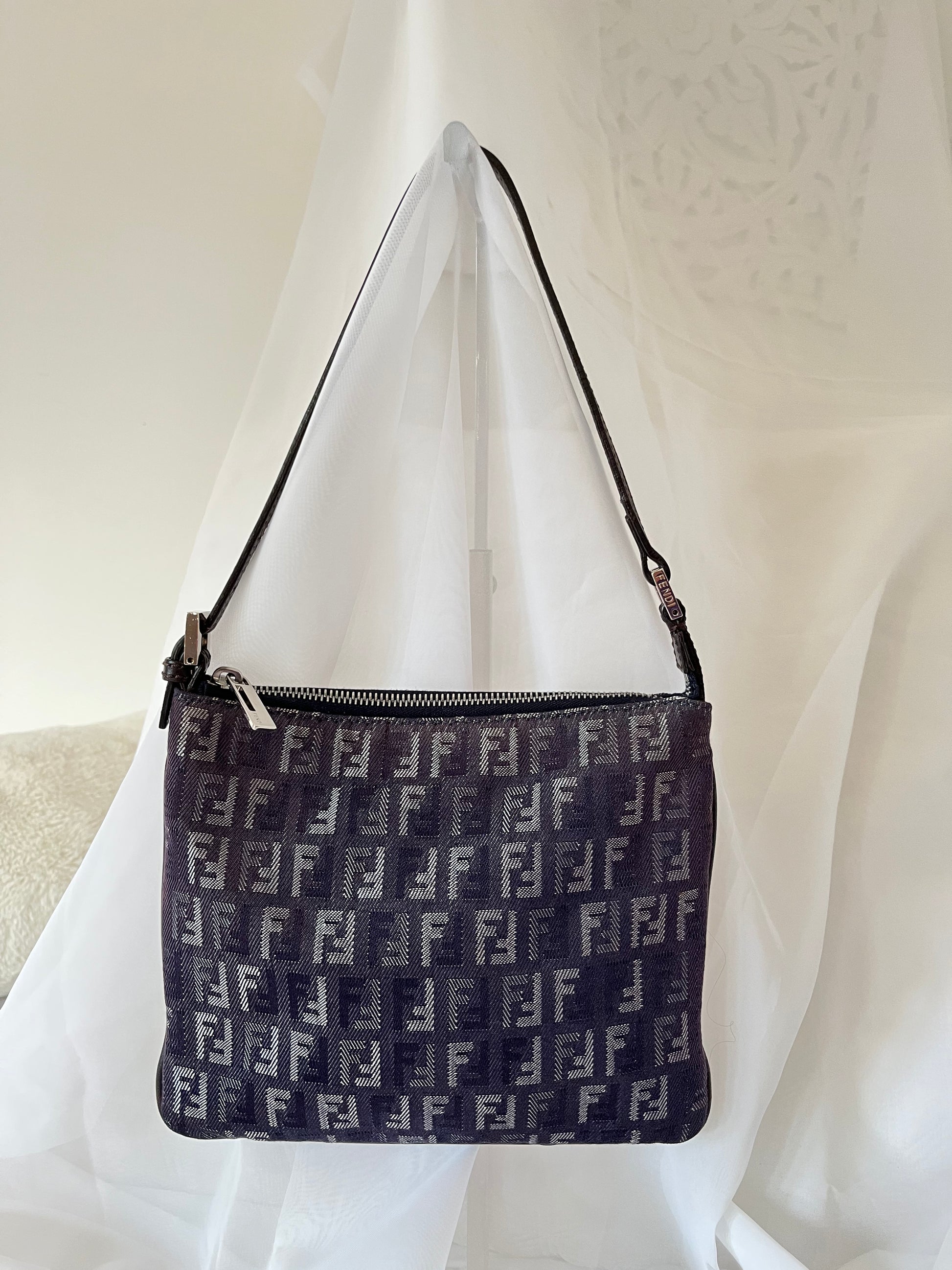 Fendi Brown Monogram FF Zucchino Pochette Shoulder Bag
